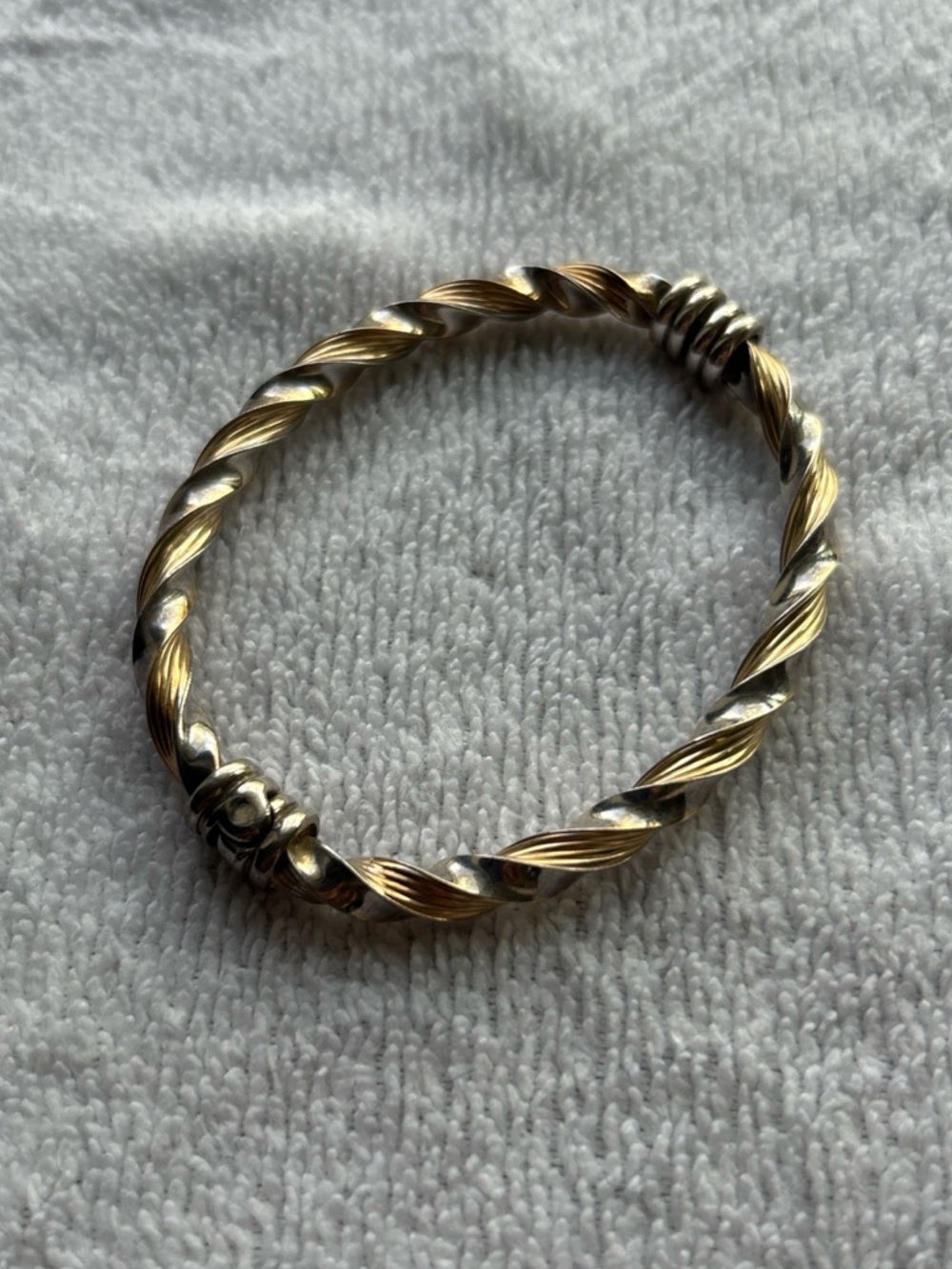 PBD Peter Brams 925 Sterling Silver & 14K Gold Twisted Hinged Bangle Bracelet
